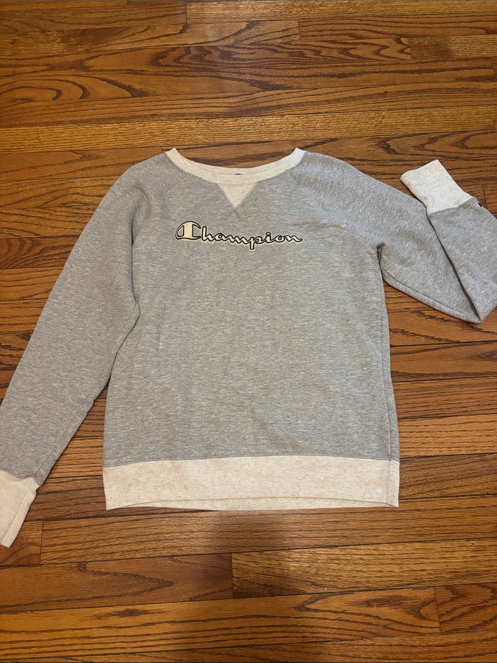 Champion Gray Crewneck Sweatshirt with Cream Trim